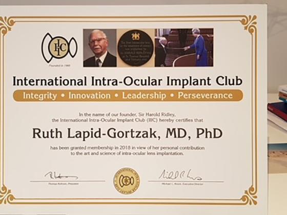 Dr. Ruth Lapid-Gortzak lid van de International Intra-Ocular Implant Club (IIIC)