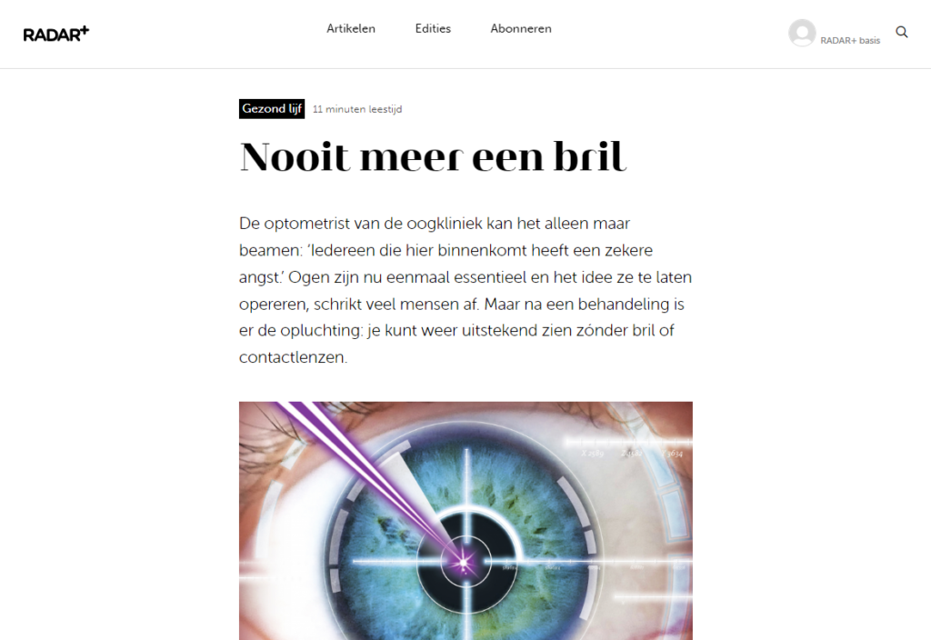 Oogkliniek Retina in Radar Magazine